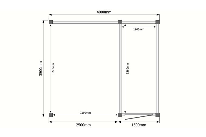 Tuinhuis met veranda plat dak 150 x 350 + 250cm Tuinhuis met veranda plat dak 150 x 350 + 250cm
