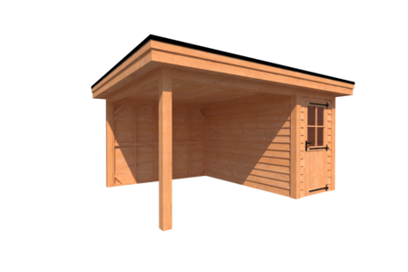 Tuinhuis met veranda plat dak 150 x 350 + 300cm Tuinhuis met veranda plat dak 150 x 350 + 300cm