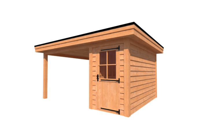 Tuinhuis met veranda plat dak 150 x 350 + 300cm Tuinhuis met veranda plat dak 150 x 350 + 300cm