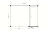 Tuinhuis met veranda plat dak 150 x 350 + 300cm Tuinhuis met veranda plat dak 150 x 350 + 300cm