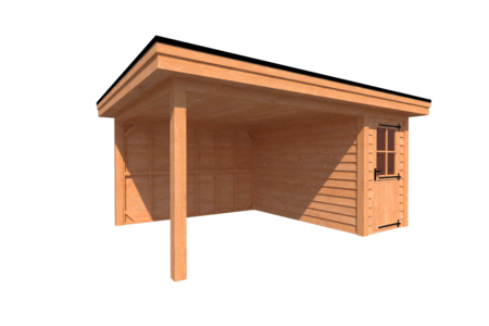 Tuinhuis met veranda plat dak 150 x 350 + 350cm Tuinhuis met veranda plat dak 150 x 350 + 350cm