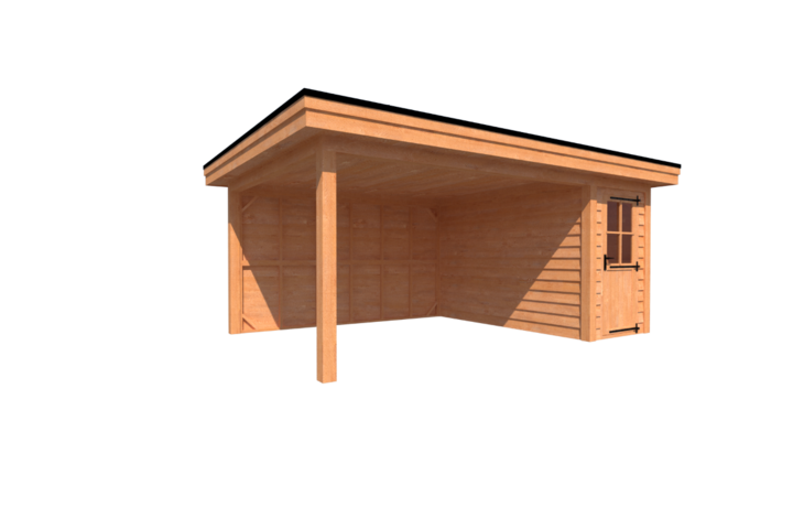 Tuinhuis met veranda plat dak 150 x 350 + 400cm Tuinhuis met veranda plat dak 150 x 350 + 400cm