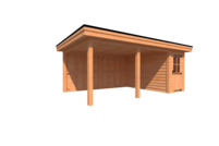 Tuinhuis met veranda plat dak 150 x 350 + 450cm Tuinhuis met veranda plat dak 150 x 350 + 450cm