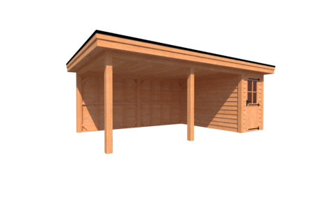 Tuinhuis met veranda plat dak 150 x 350 + 500cm Tuinhuis met veranda plat dak 150 x 350 + 500cm