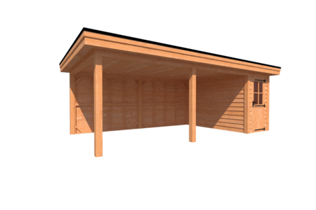 Tuinhuis met veranda plat dak 150 x 350 + 550cm