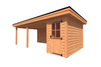 Tuinhuis met veranda plat dak 150 x 350 + 550cm