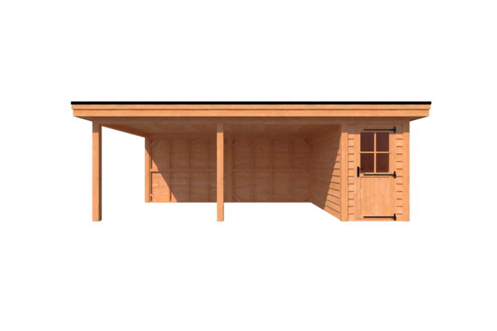 Tuinhuis met veranda plat dak 150 x 350 + 550cm