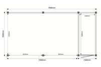 Tuinhuis met veranda plat dak 150 x 350 + 550cm