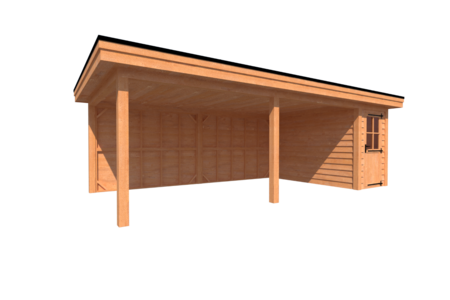 Tuinhuis met veranda plat dak 150 x 350 + 600cm Tuinhuis met veranda plat dak 150 x 350 + 600cm