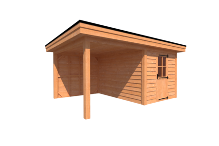 Tuinhuis met veranda plat dak 250 x 350 + 250cm Tuinhuis met veranda plat dak 250 x 350 + 250cm