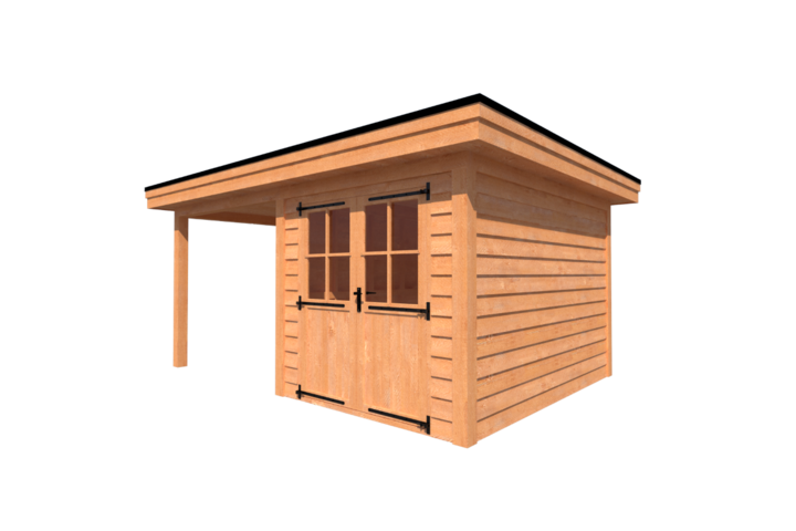 Tuinhuis met veranda plat dak 250 x 350 + 250cm Tuinhuis met veranda plat dak 250 x 350 + 250cm