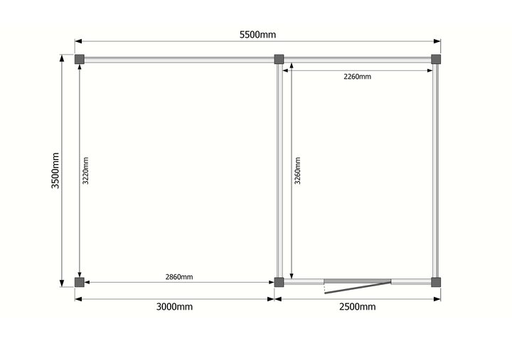 Tuinhuis met veranda plat dak 250 x 350 + 300cm Tuinhuis met veranda plat dak 250 x 350 + 300cm