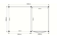 Tuinhuis met veranda plat dak 250 x 350 + 300cm