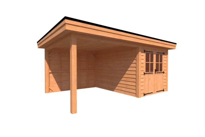 Tuinhuis met veranda plat dak 250 x 350 + 300cm