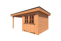 Tuinhuis met veranda plat dak 250 x 350 + 300cm