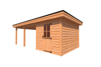 Tuinhuis met veranda plat dak 250 x 350 + 450cm Tuinhuis met veranda plat dak 250 x 350 + 450cm