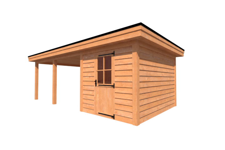 Tuinhuis met veranda plat dak 250 x 350 + 450cm Tuinhuis met veranda plat dak 250 x 350 + 450cm