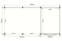 Tuinhuis met veranda plat dak 250 x 350 + 450cm Tuinhuis met veranda plat dak 250 x 350 + 450cm