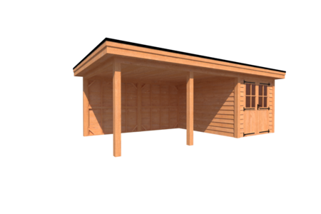 Tuinhuis met veranda plat dak 250 x 350 + 450cm Tuinhuis met veranda plat dak 250 x 350 + 450cm