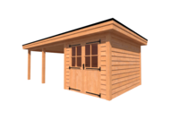Tuinhuis met veranda plat dak 250 x 350 + 450cm Tuinhuis met veranda plat dak 250 x 350 + 450cm