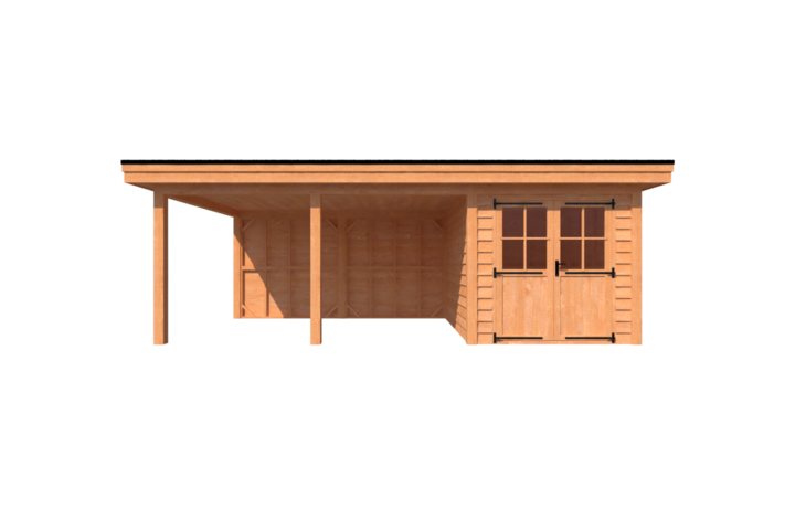 Tuinhuis met veranda plat dak 250 x 350 + 450cm Tuinhuis met veranda plat dak 250 x 350 + 450cm