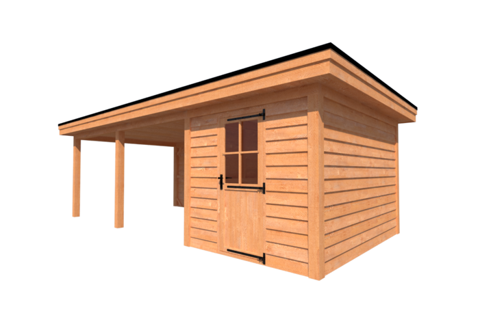 Tuinhuis met veranda plat dak 250 x 350 + 500cm