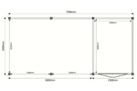 Tuinhuis met veranda plat dak 250 x 350 + 500cm