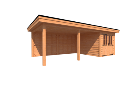 Tuinhuis met veranda plat dak 250 x 350 + 500cm