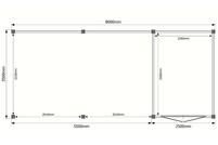 Tuinhuis met veranda plat dak 250 x 350 + 550cm