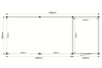 Tuinhuis met veranda plat dak 250 x 350 + 600cm