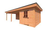 Tuinhuis met veranda plat dak 250 x 350 + 600cm