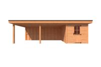 Tuinhuis met veranda plat dak 250 x 350 + 600cm