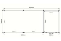 Tuinhuis met veranda plat dak 250 x 350 + 600cm