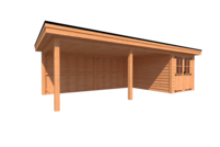 Tuinhuis met veranda plat dak 250 x 350 + 600cm