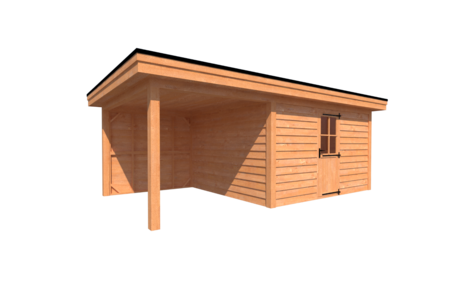 Tuinhuis met veranda plat dak 400 x 350 + 250cm Tuinhuis met veranda plat dak 400 x 350 + 250cm