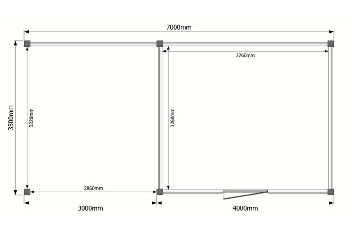 Tuinhuis met veranda plat dak 400 x 350 + 300cm Tuinhuis met veranda plat dak 400 x 350 + 300cm