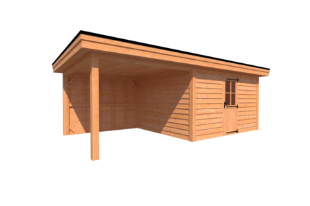 Tuinhuis met veranda plat dak 400 x 350 + 300cm Tuinhuis met veranda plat dak 400 x 350 + 300cm