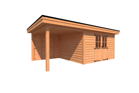 Tuinhuis met veranda plat dak 400 x 350 + 250cm Tuinhuis met veranda plat dak 400 x 350 + 250cm