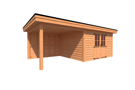 Tuinhuis met veranda plat dak 400 x 350 + 300cm Tuinhuis met veranda plat dak 400 x 350 + 300cm