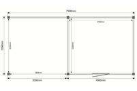 Tuinhuis met veranda plat dak 400 x 350 + 350cm