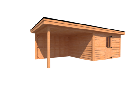 Tuinhuis met veranda plat dak 400 x 350 + 350cm Tuinhuis met veranda plat dak 400 x 350 + 350cm
