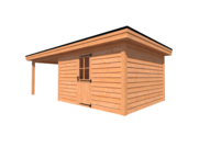 Tuinhuis met veranda plat dak 400 x 350 + 350cm