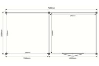 Tuinhuis met veranda plat dak 400 x 350 + 350cm Tuinhuis met veranda plat dak 400 x 350 + 350cm