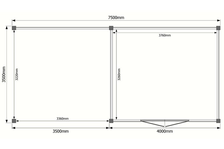 Tuinhuis met veranda plat dak 400 x 350 + 350cm Tuinhuis met veranda plat dak 400 x 350 + 350cm