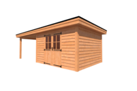Tuinhuis met veranda plat dak 400 x 350 + 350cm Tuinhuis met veranda plat dak 400 x 350 + 350cm