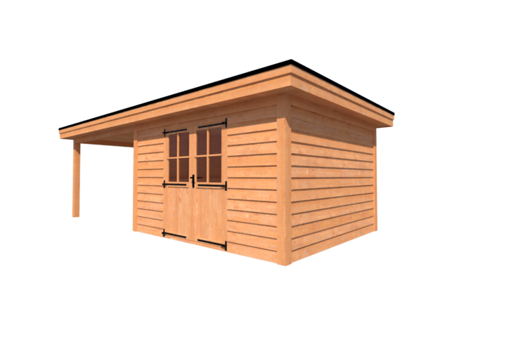 Tuinhuis met veranda plat dak 400 x 350 + 350cm Tuinhuis met veranda plat dak 400 x 350 + 350cm