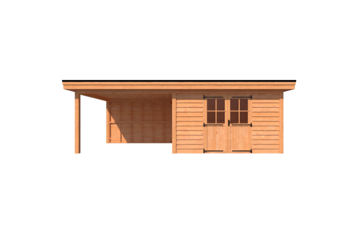 Tuinhuis met veranda plat dak 400 x 350 + 350cm Tuinhuis met veranda plat dak 400 x 350 + 350cm