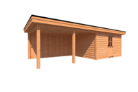 Tuinhuis met veranda plat dak 400 x 350 + 450cm