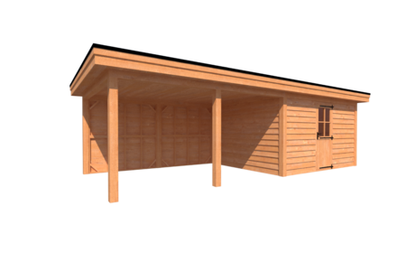 Tuinhuis met veranda plat dak 400 x 350 + 450cm Tuinhuis met veranda plat dak 400 x 350 + 450cm