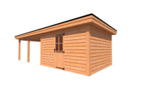 Tuinhuis met veranda plat dak 400 x 350 + 450cm